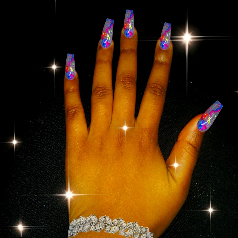 Pink and mixed colored purple